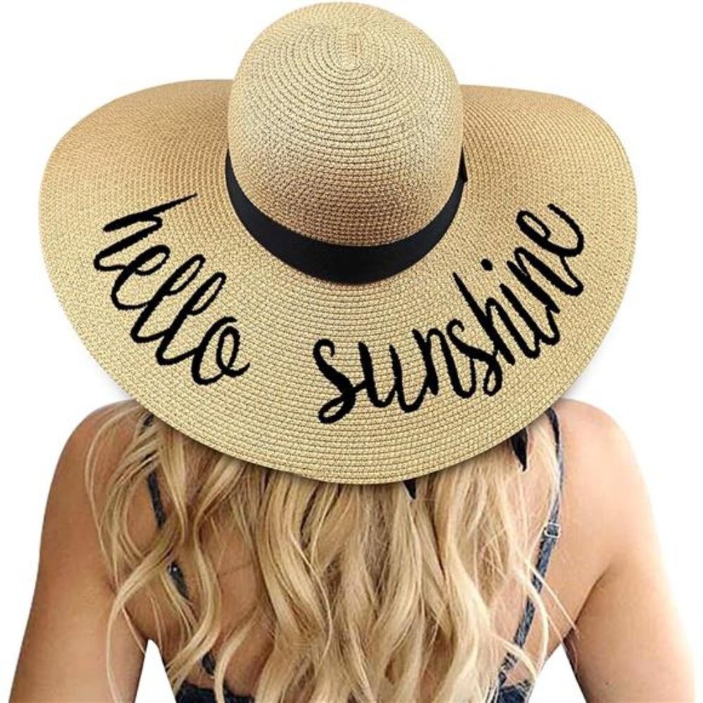 Beach Hats for Women Big Straw Wide Brim Summer Hat Floppy Foldable Roll up Cap